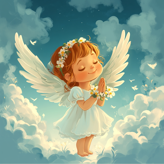 White Flower Praying Angel Diamond Art Kit
