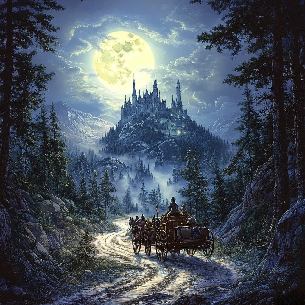 Full Moon Mountaintop Castle Diamond Art Kit