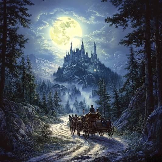 Full Moon Mountaintop Castle Diamond Art Kit