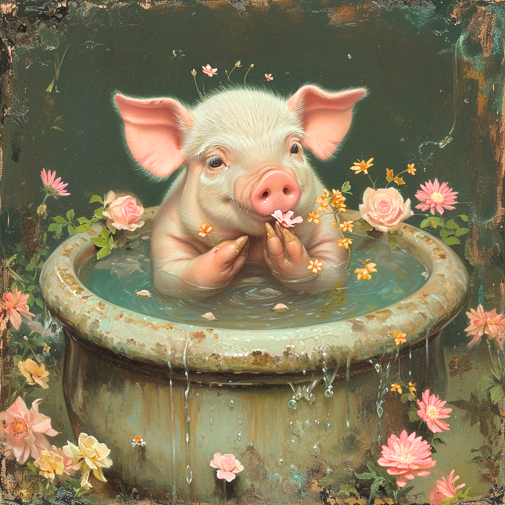Pig In A Tub Diamond Art Kit