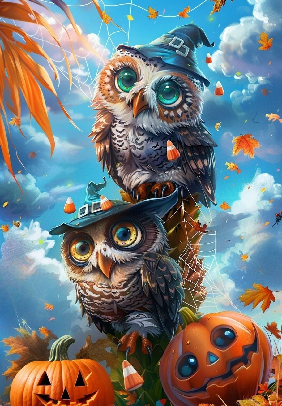 Blue Sky Witch Owls Diamond Art Kit