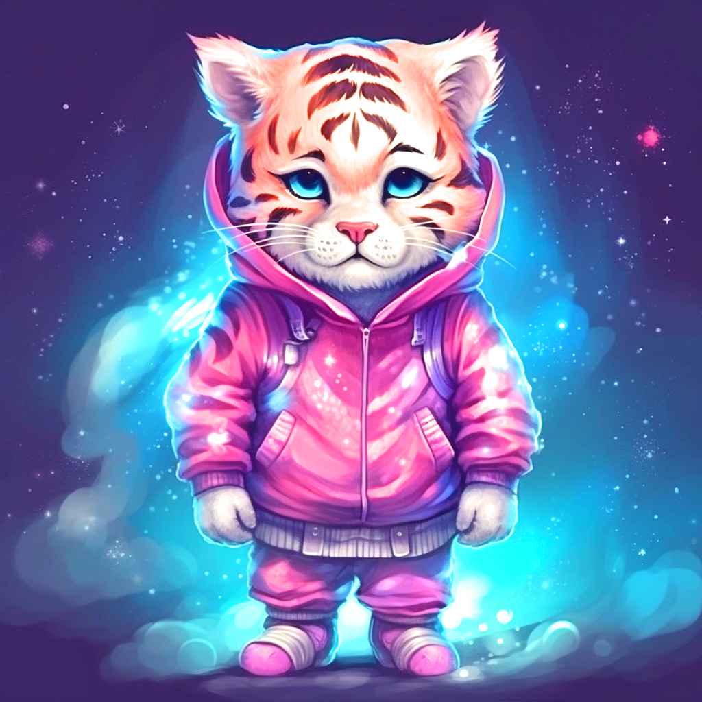 Pink Jacket Tiger Cub Diamond Art Kit