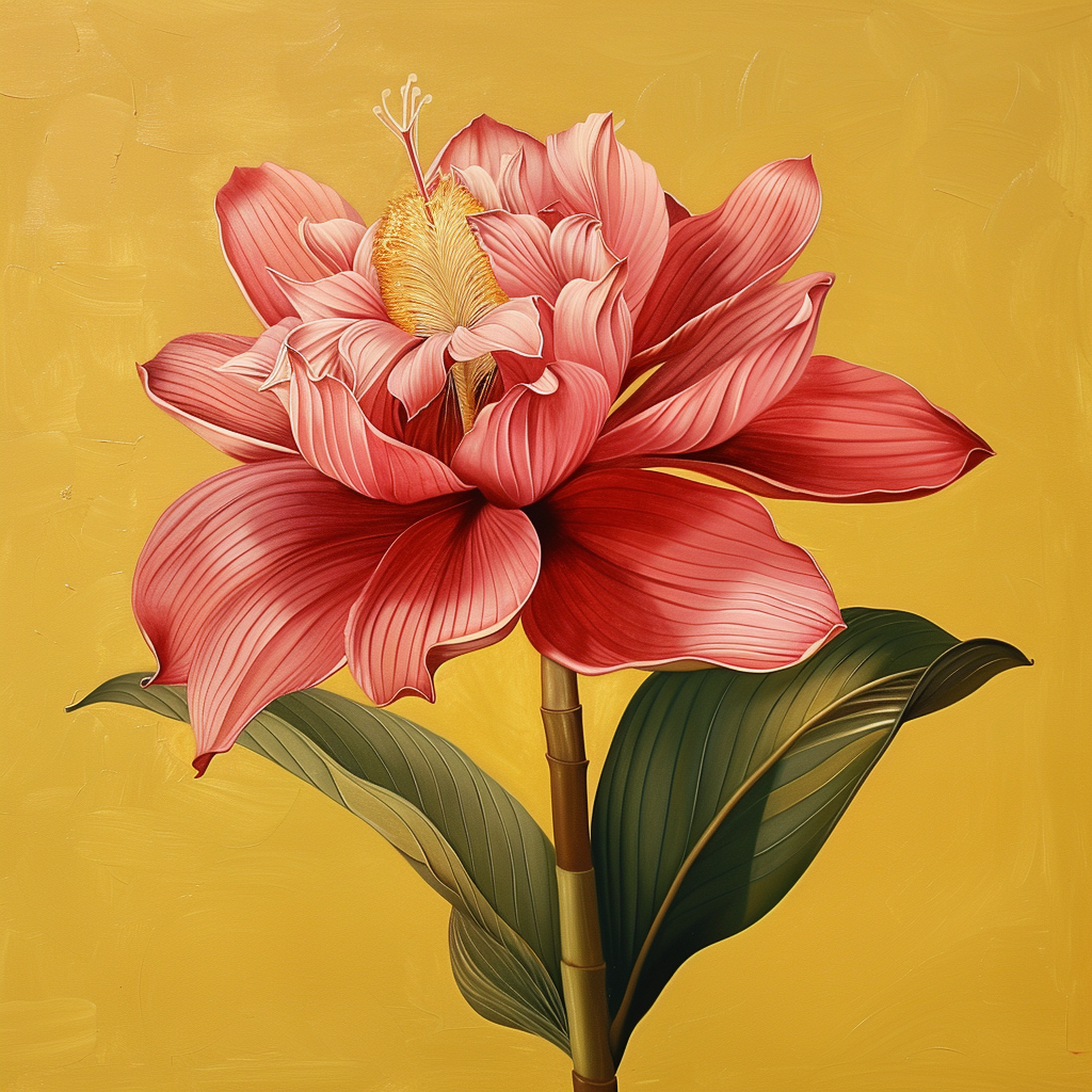 Yellow Background Pink Flower Diamond Art Kit