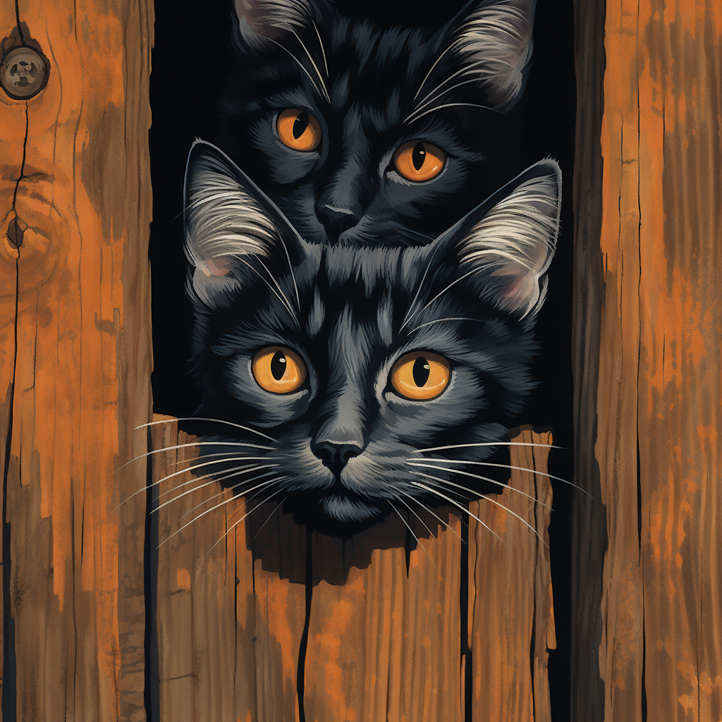 Two Peeking Black Cats Diamond Art Kit