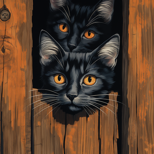Two Peeking Black Cats Diamond Art Kit