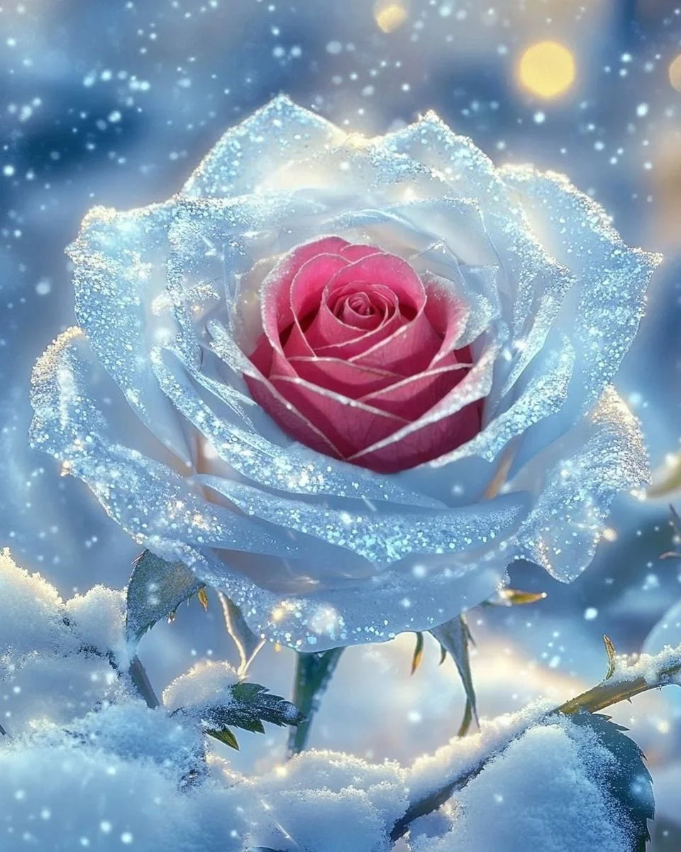 Crystal Rose in the Snow Diamond Art Kit