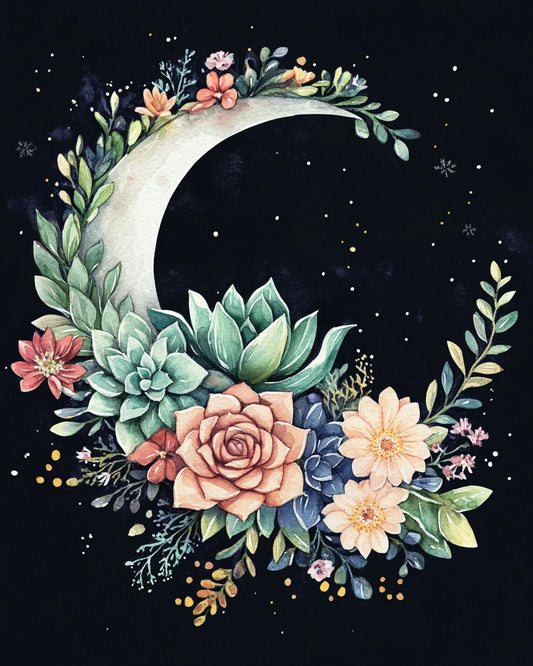Crescent Moon Succulents Diamond Art Kit
