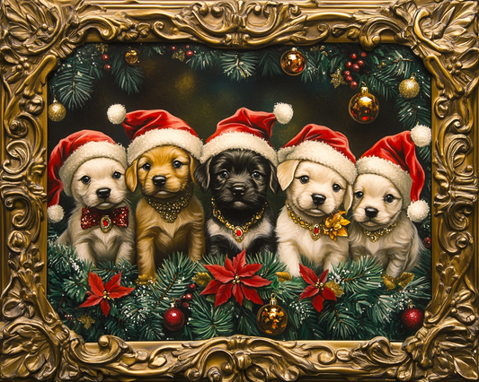Five Fancy Collar Puppies Diamond Art Kit
