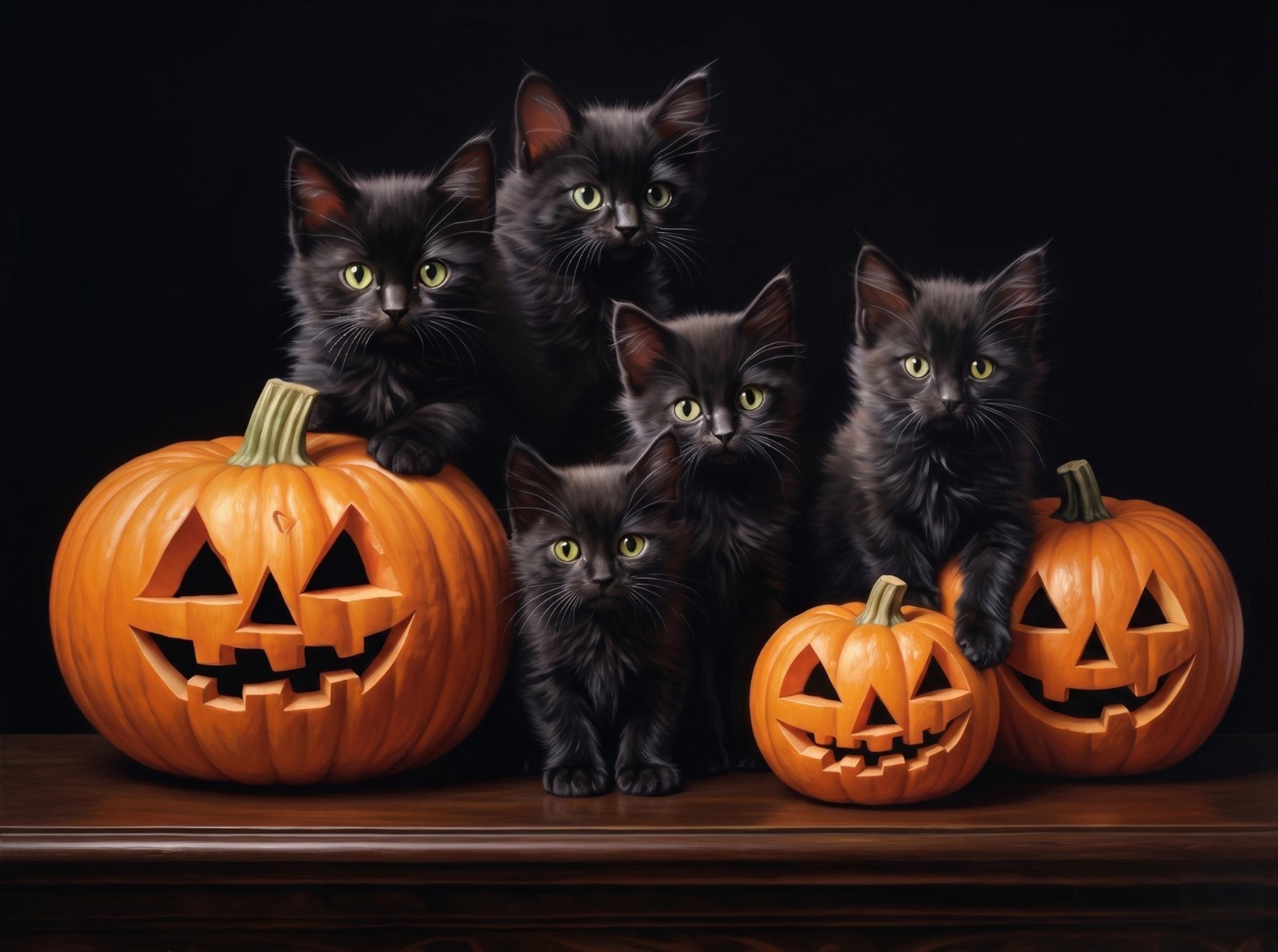Five Little Black Kittens Diamond Art Kit