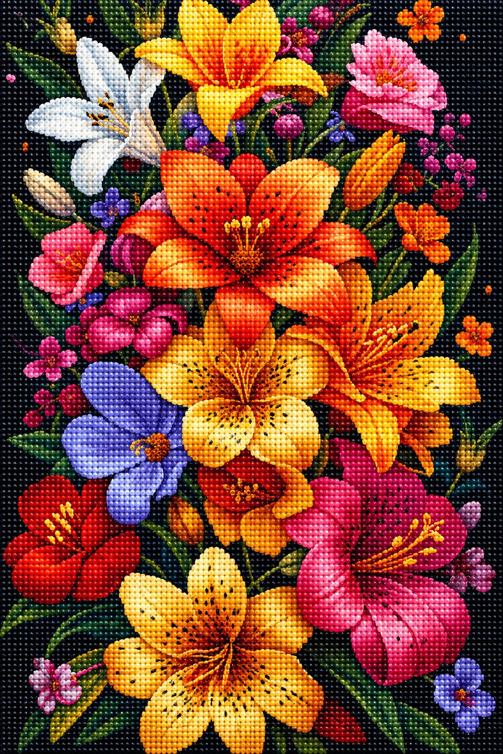 Floral Tapestry Lilies Diamond Art Kit