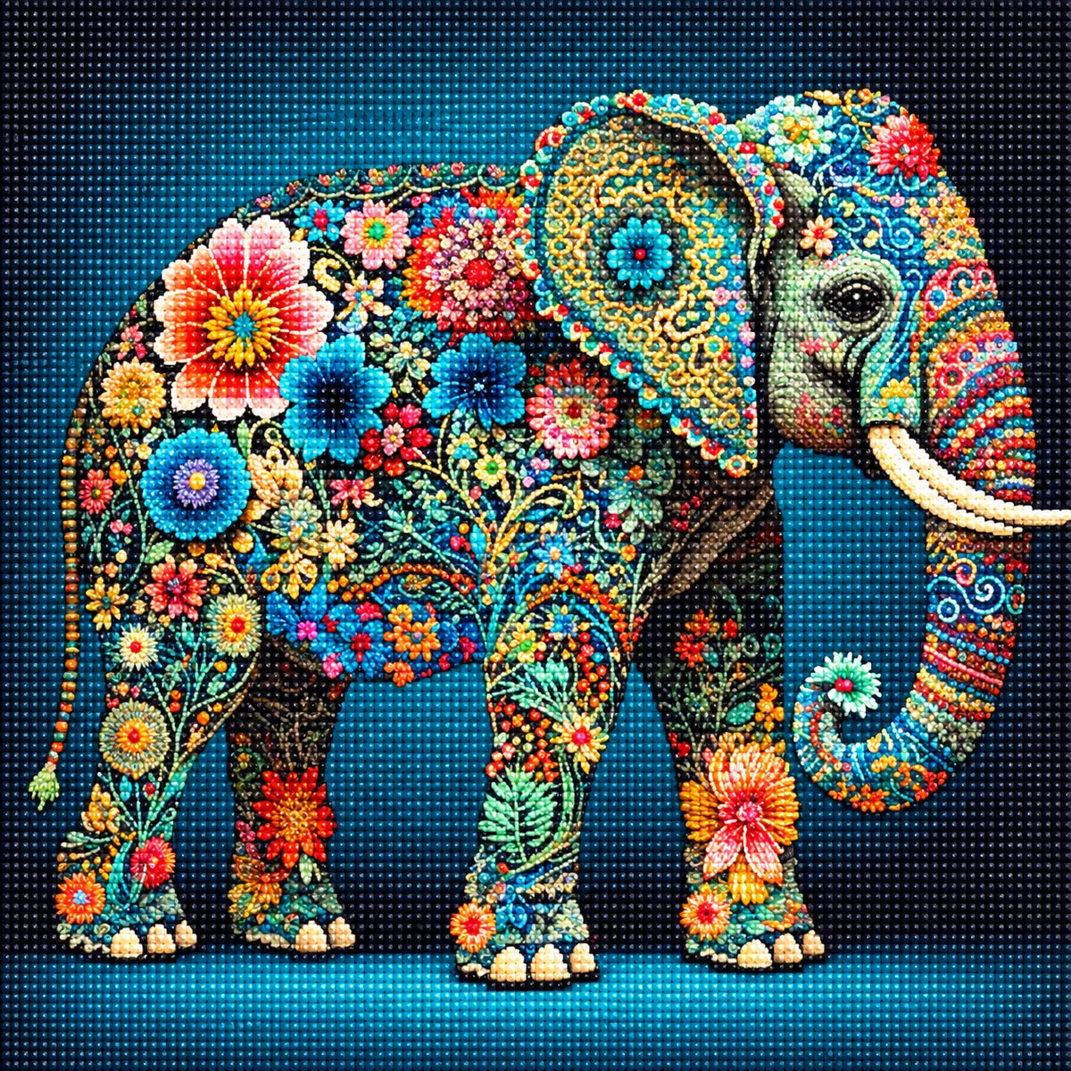 Flower Power Elephant Diamond Art Kit
