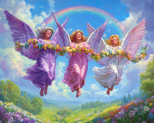Flower and Rainbow Angels Diamond Painting Kit