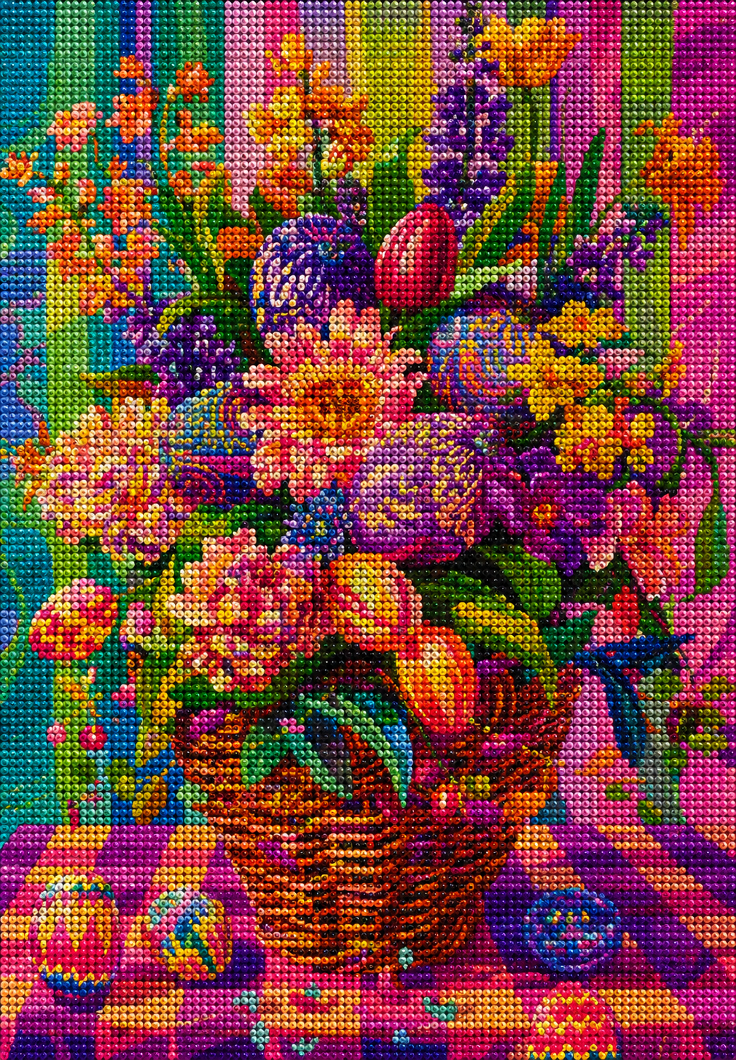 Flower Basket And Eggs Diamond Art Kit — diamond art kit canvas