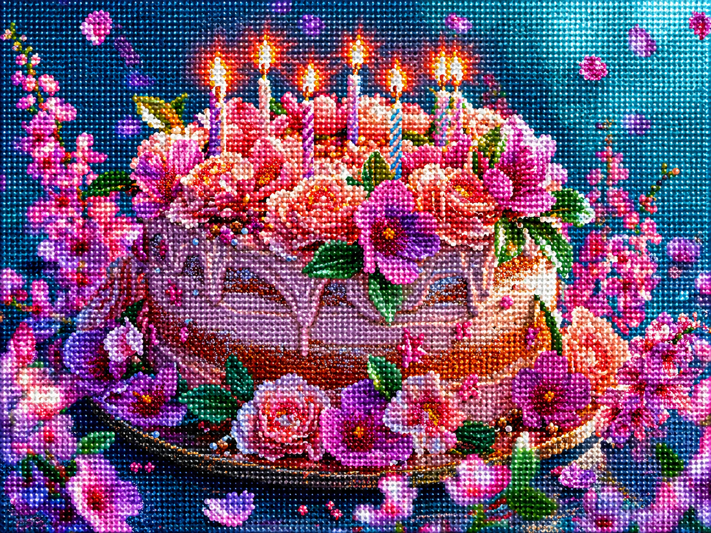 Flower Birthday Cake Diamond Art Kit