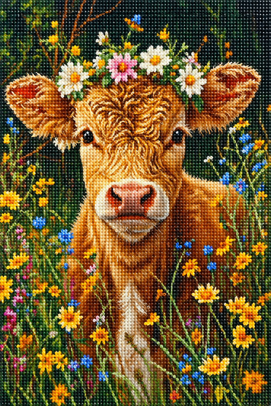 Flower Crown Brown Calf Diamond Art Kit