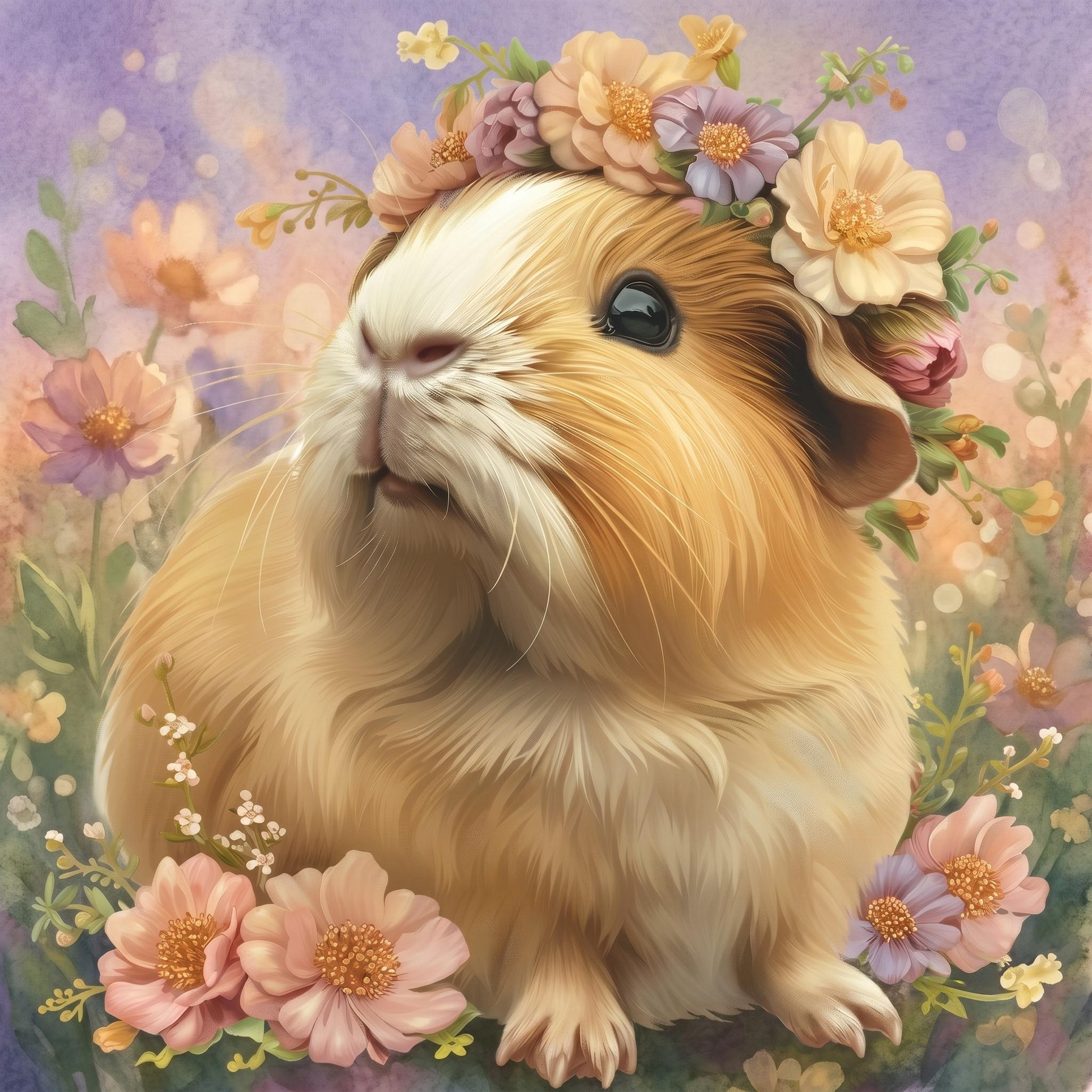 Flower Crown Guinea Pig Diamond Art Kit — diamond art kit canvas