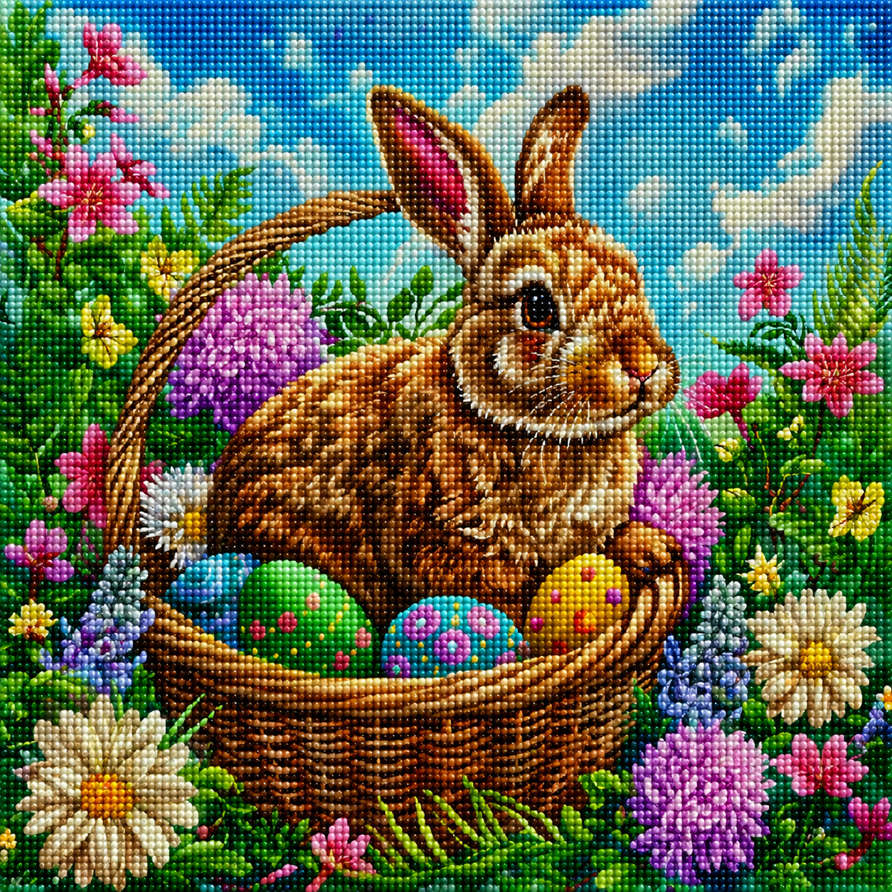 Flower Garden Easter Basket Diamond Art Kit