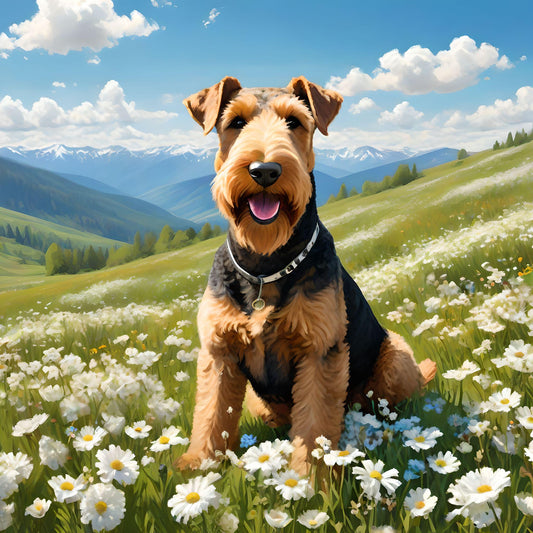 Flower Meadow Airedale Terrier Diamond Art Kit