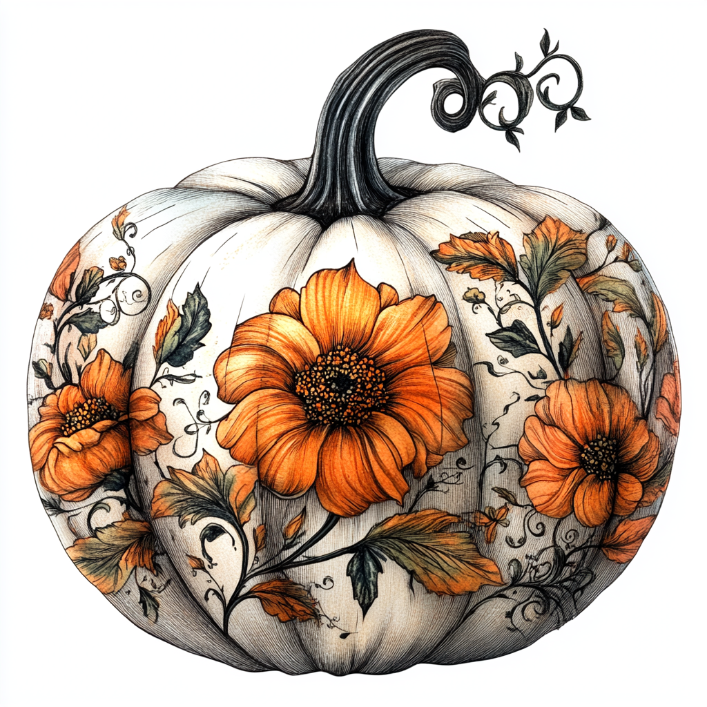 Flower Painted Pumpkin Diamond Art Kit