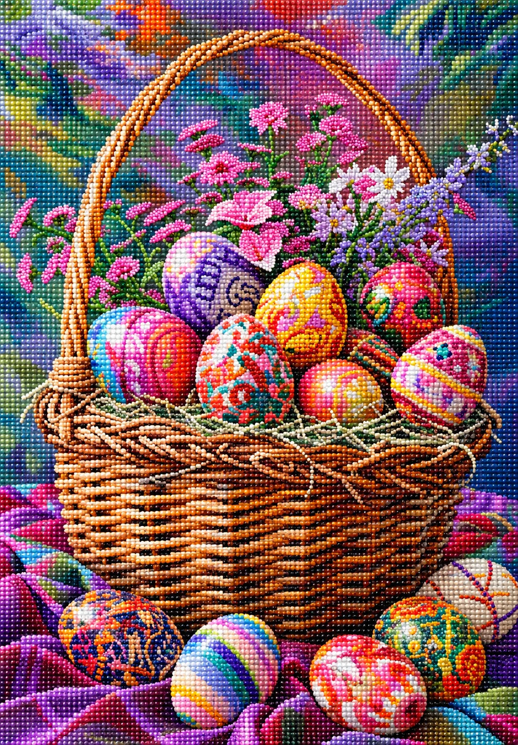 Flowers Behind The Eggs Basket Diamond Art Kit