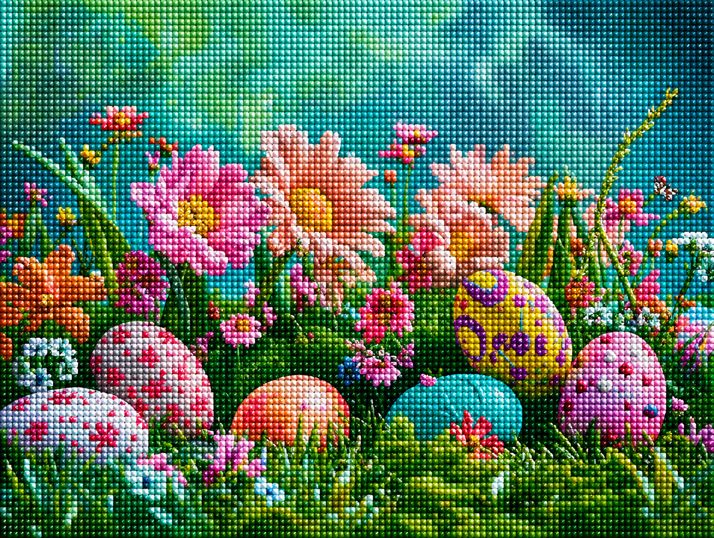 Flowers And Easter Eggs Diamond Art Kit — diamond art kit canvas