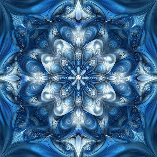 Flowers in Blue and Gray Mandala Diamond Art Kit