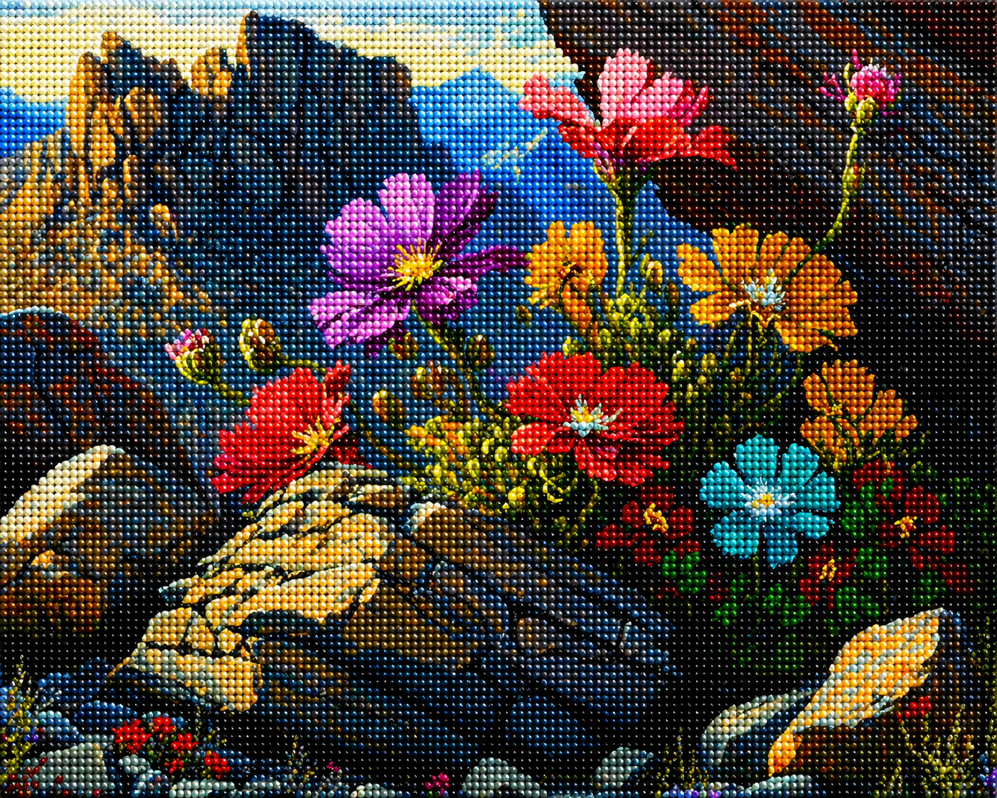 Flowers In The Rocks Diamond Art Kit