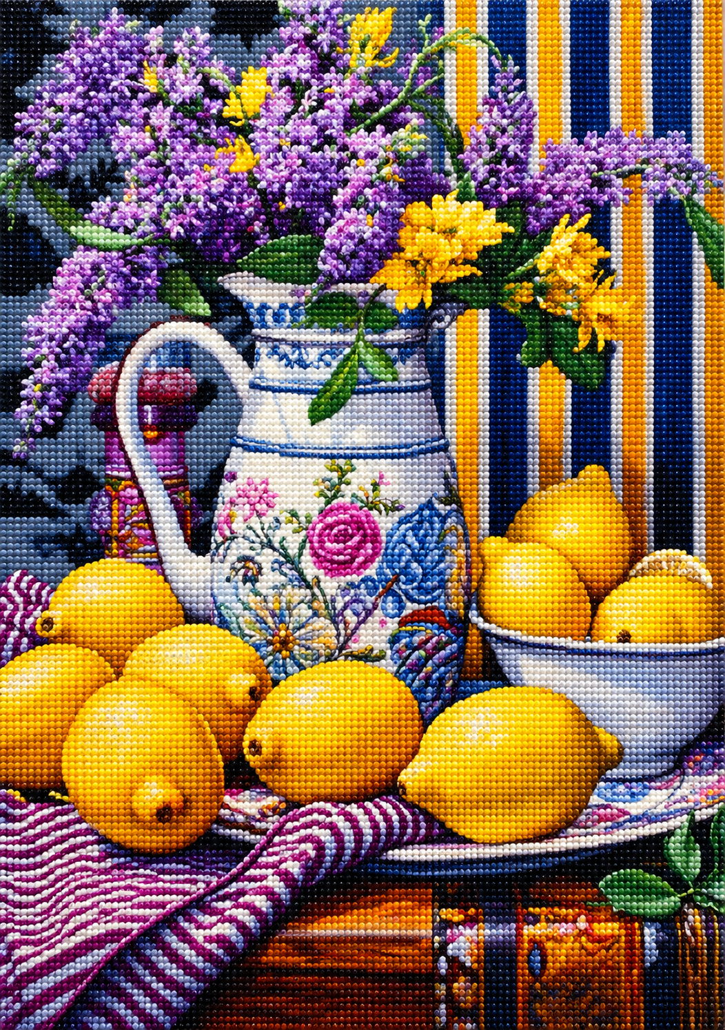 Flower Vase And Lemons Diamond Art Kit