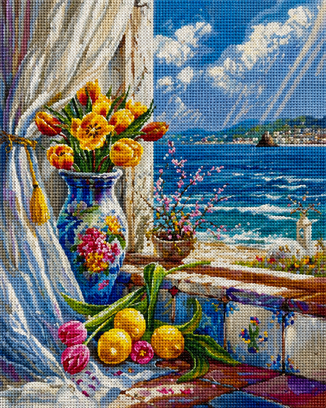 Flower Vase Of Orange Tulips Diamond Art Kit