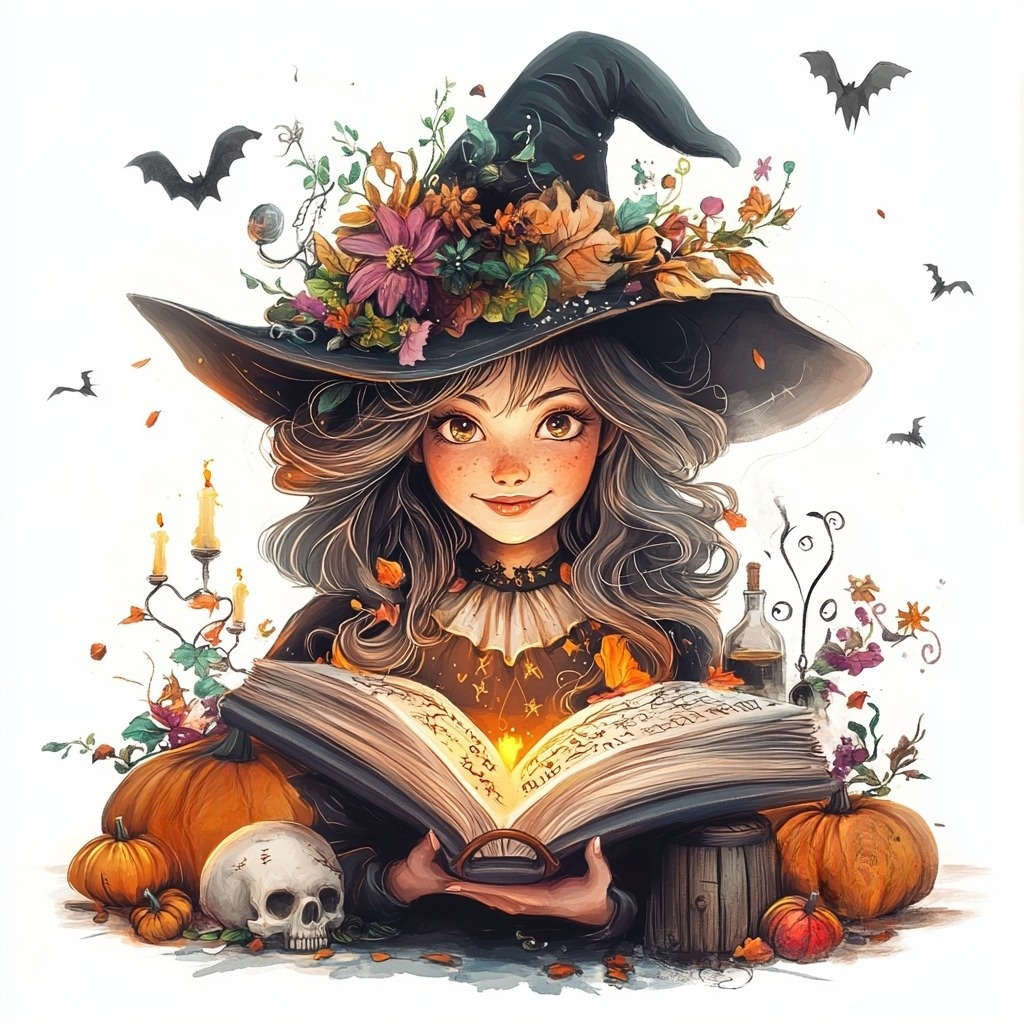 Flower Witch Hat Girl Diamond Art Kit