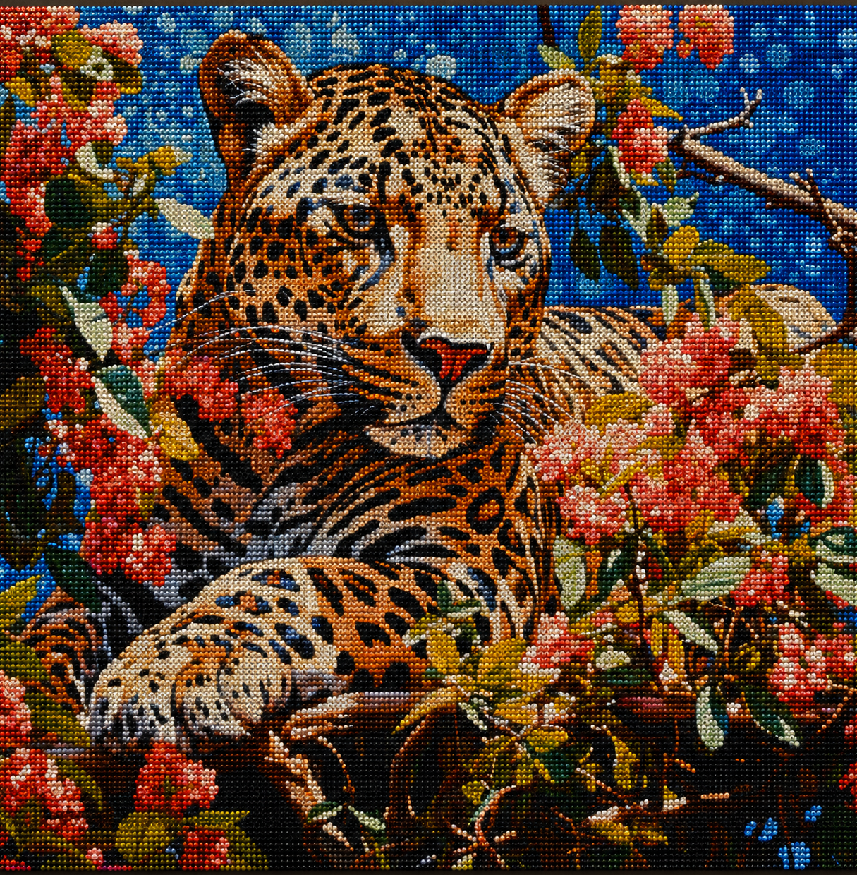Flowery Branches Leopard Diamond Art Kit — diamond art kit canvas