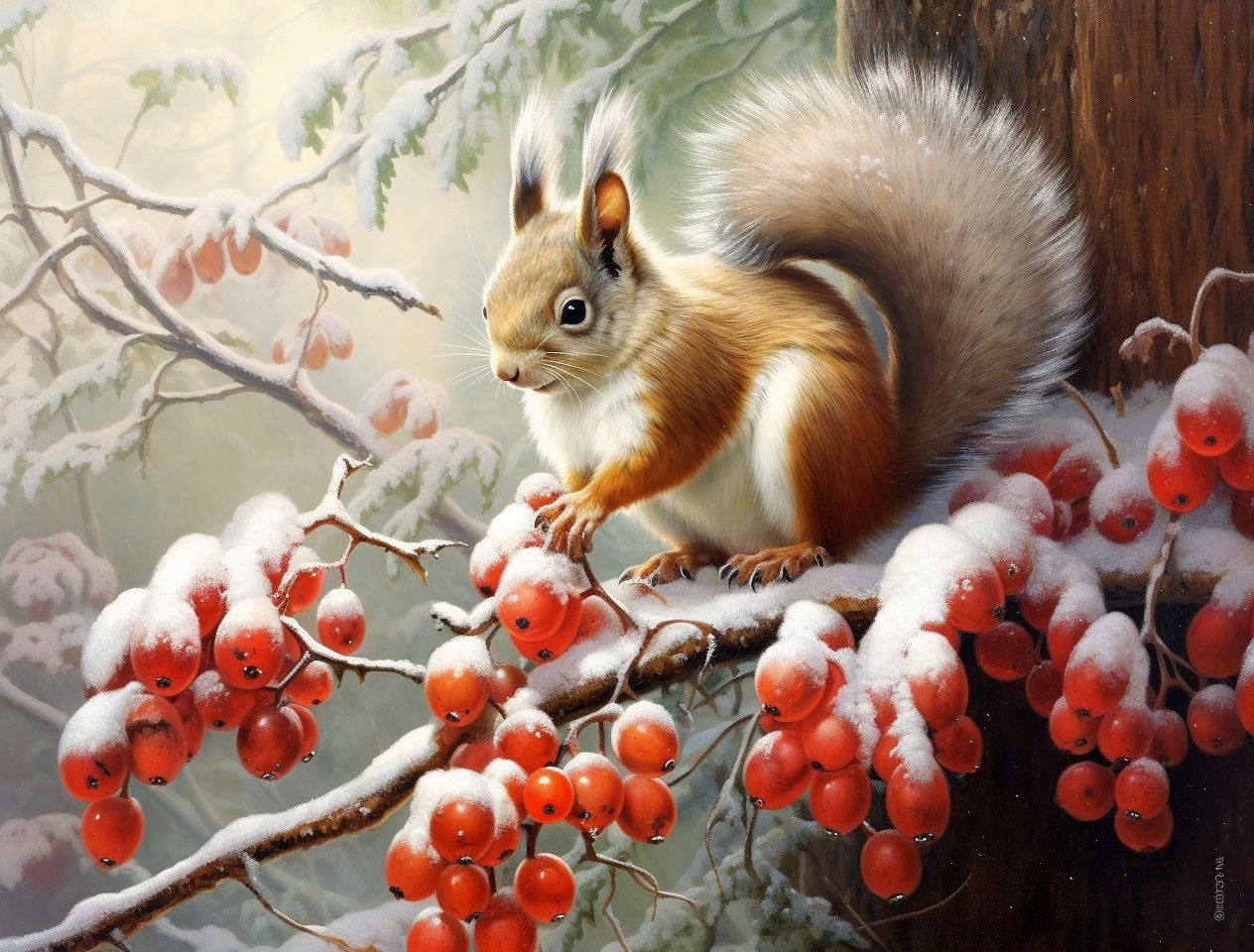 Fluffy Tail Snow Squirrel Diamond Art Kit