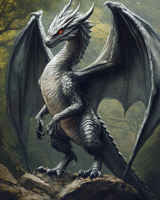 Forest Dragon on a Rock Diamond Art Kit