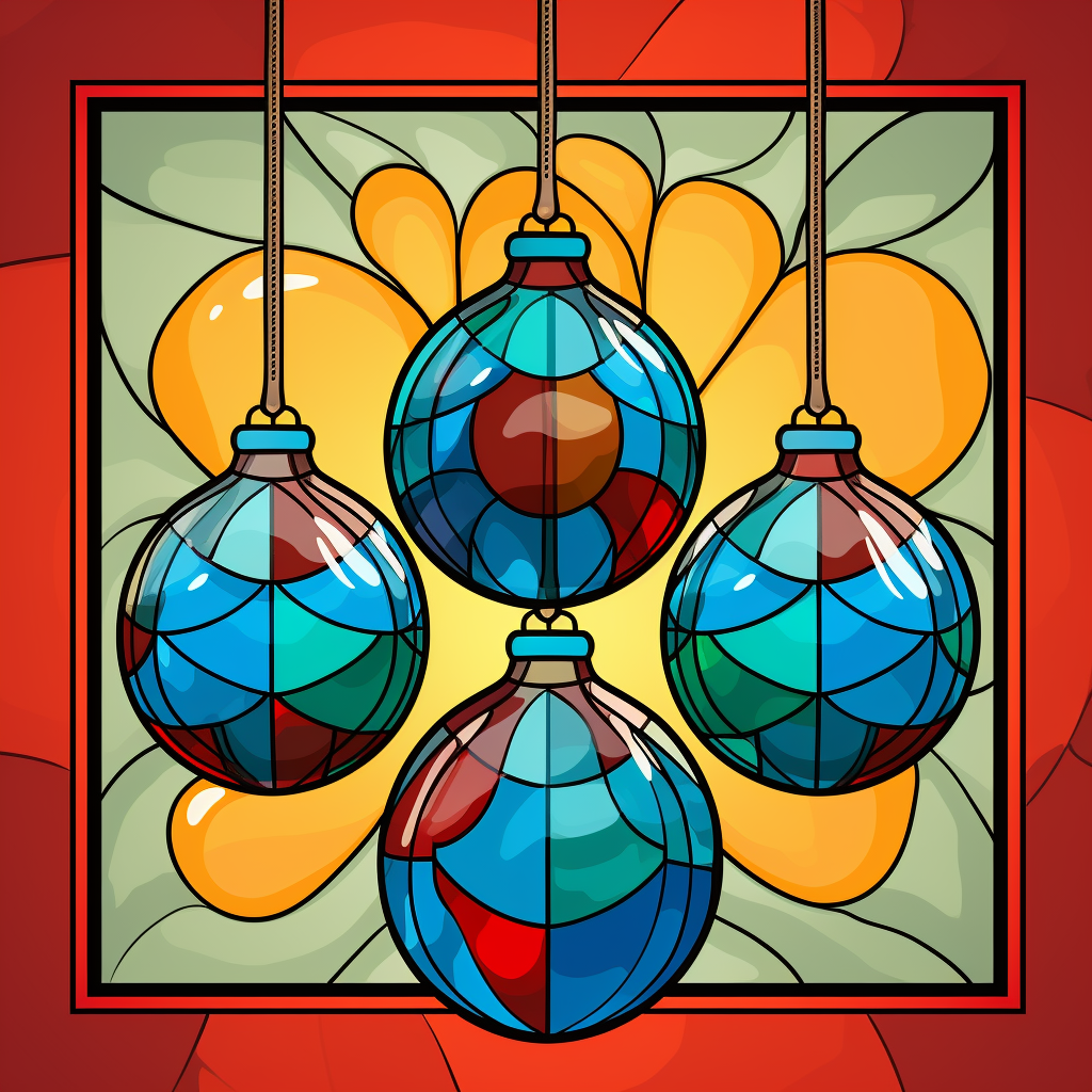 Four Abstract Christmas Ornaments Diamond Art Kit