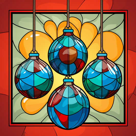 Four Abstract Christmas Ornaments Diamond Art Kit