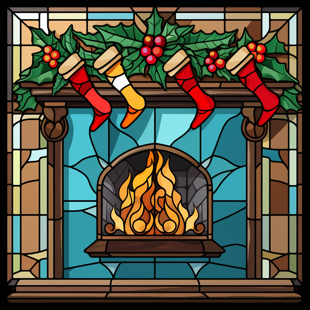 Four Fireplace Christmas Stockings Diamond Art Kit