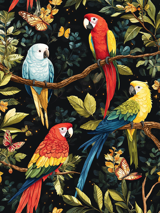 Four Perched Macaws Diamond Art Kit