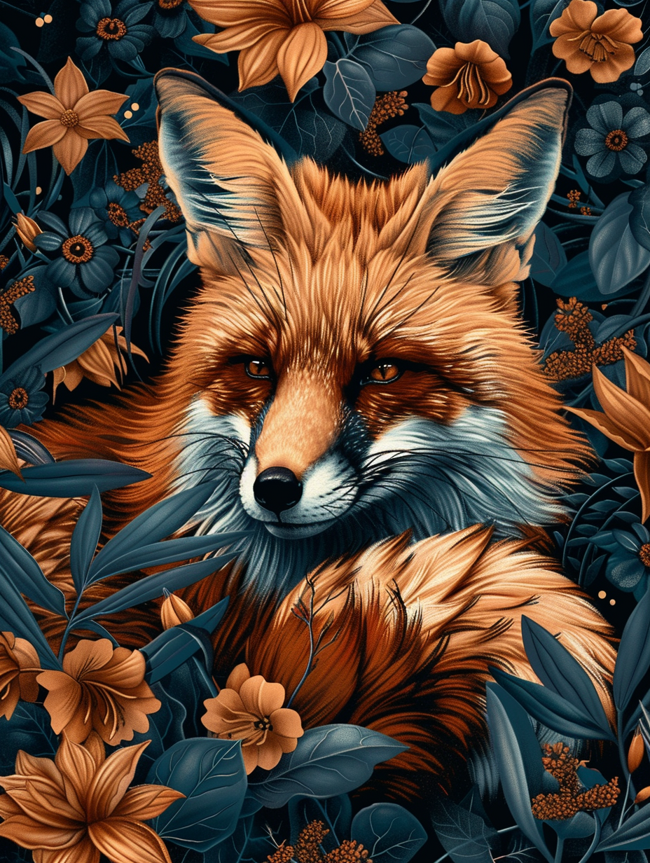 Fox Hidden in Flowers Diamond Art Kit