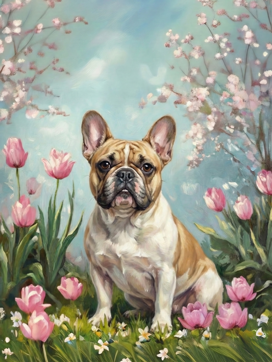 French Bulldog in Tulips Diamond Art Kit