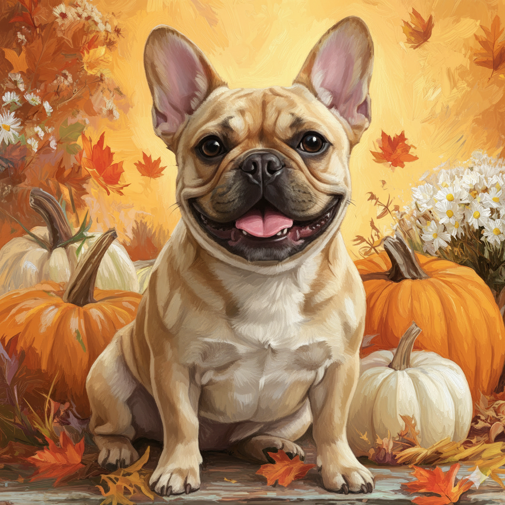 Frenchie and Four Pumpkins Diamond Art Kit