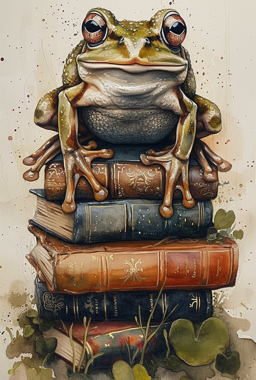 Frog on Books Diamond Art Kit