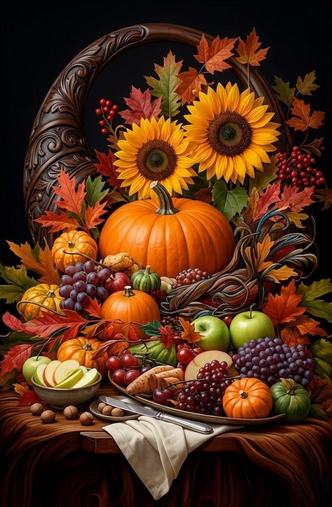 Fruit and Pumpkin Table Diamond Art Kit