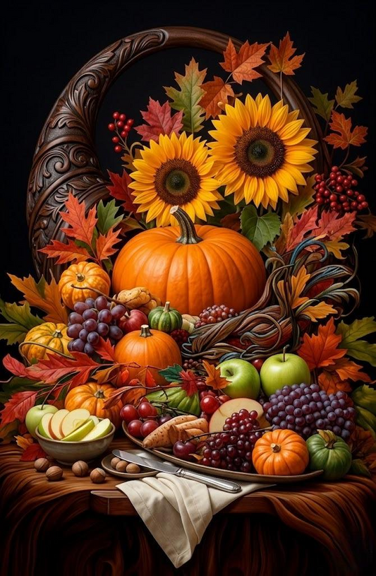 Fruit and Pumpkin Table Diamond Art Kit