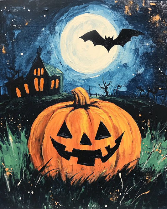 Full Moon Bat and Jackolantern Diamond Art Kit