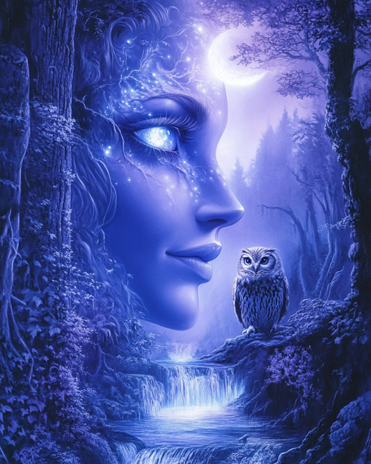 Full Moon Owl Goddess Diamond Art Kit