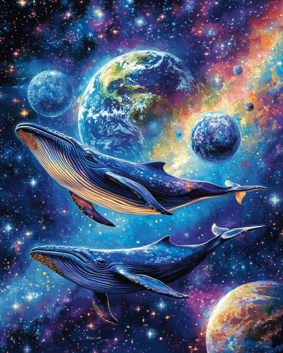 Galaxy Earth and Whale Diamond Art Kit