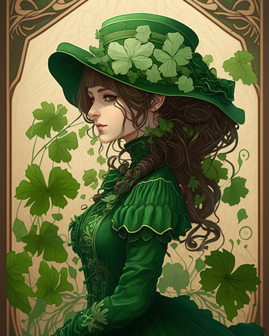 Girl and Shamrocks Diamond Art Kit