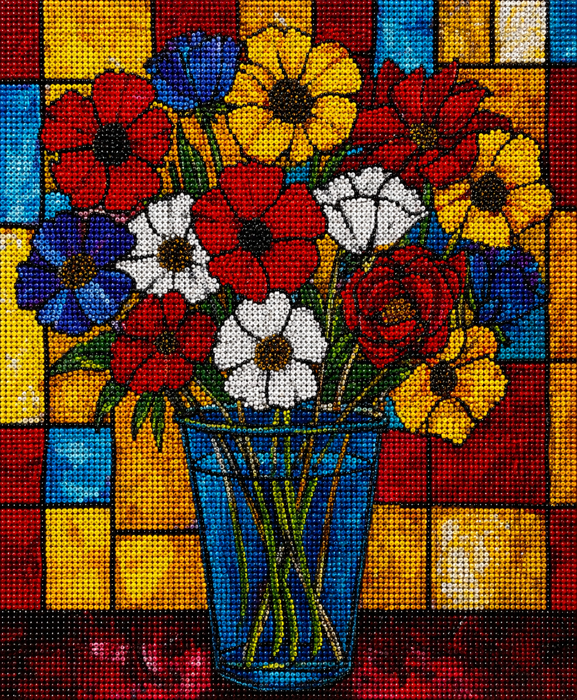 Glass Vase Of Abstract Flowers Diamond Art Kit
