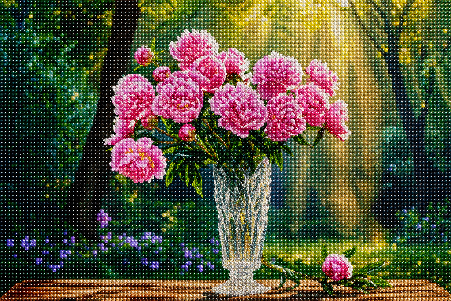 Glass Vase Of Pink Peonies Diamond Art Kit — diamond art kit canvas