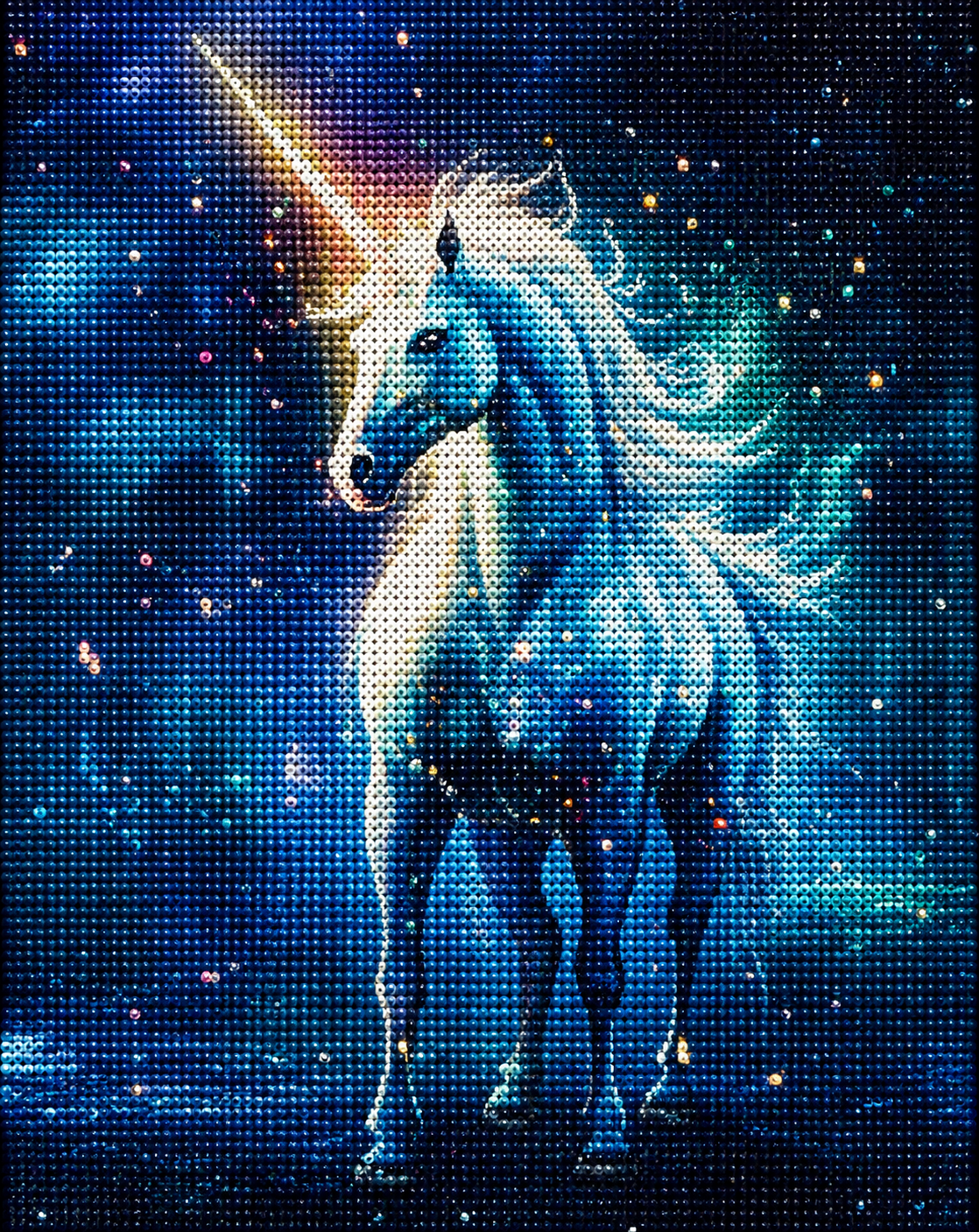 Glowing Horn Blue Unicorn Diamond Art Kit — diamond art kit canvas